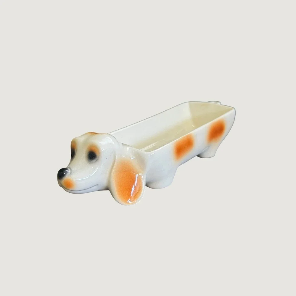 Vintage Dachshund Spotted Wiener Dog Cracker Hors D'Oeuvres Dish Tray